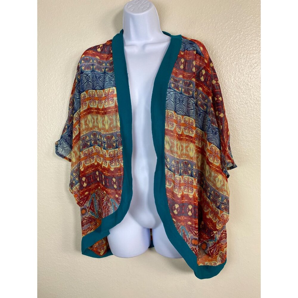 Angie Kimono Cardigan Size Large Sheer Boho Lightweight geometric lagenlook